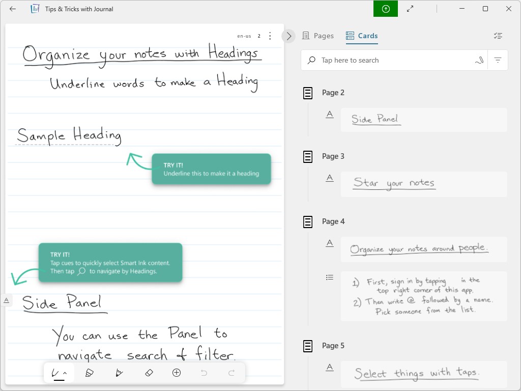 テキストに下線や星印を書き込めば、それが見出しやお気に入りの個所としてマーキングされ、抜き書きの「カード」が自動で作成される