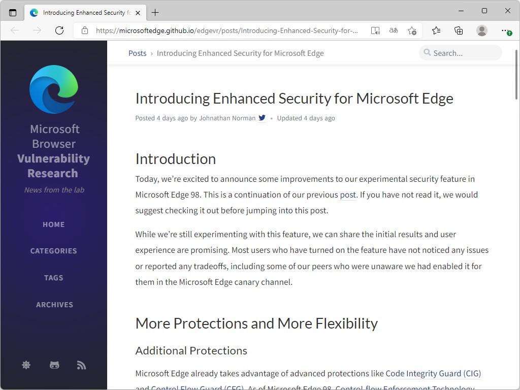 公式ブログ「Microsoft Browser Vulnerability Research」