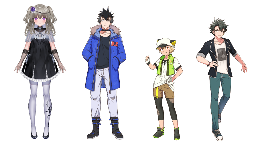 左から「冥鳴ひまり」、「青山龍星」、「白上虎太郎」、「玄野武宏」