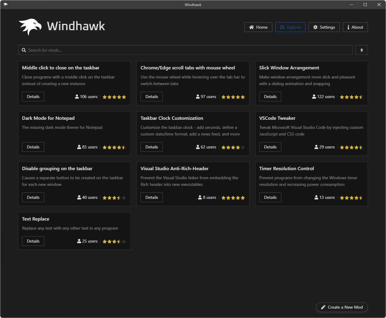 利用可能な「Mod」