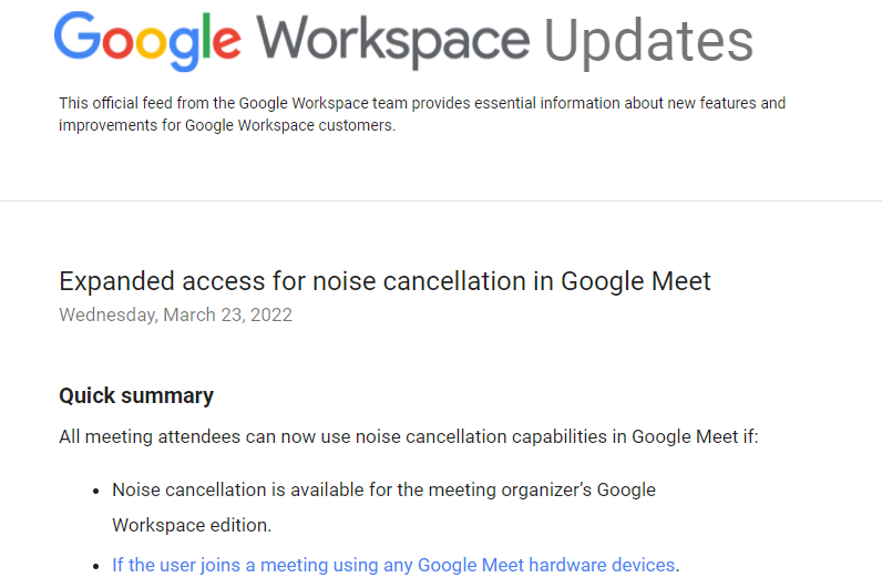 「Google Meet」のノイズキャンセリング機能へのアクセスが拡張