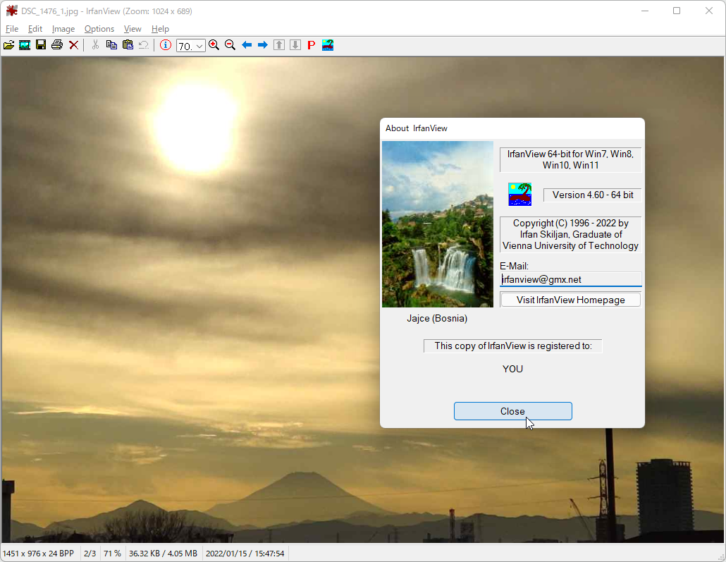 「IrfanView」v4.60