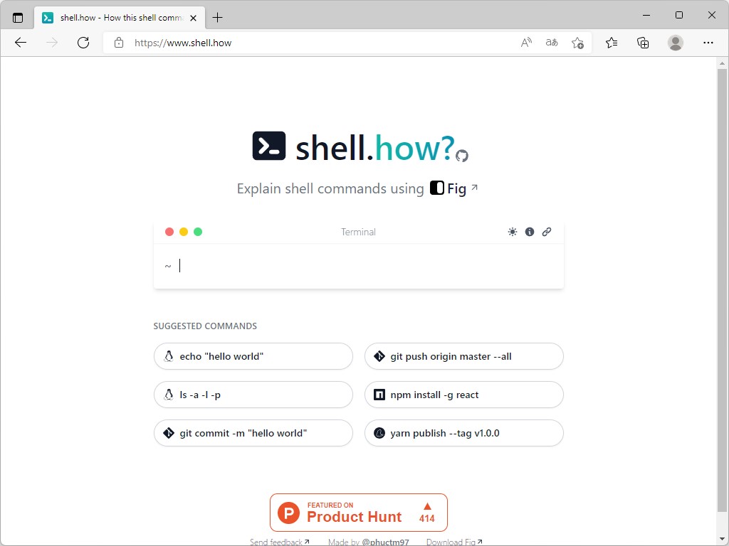 試しにサジェストされたコマンド「ls -a -l -p」をクリック