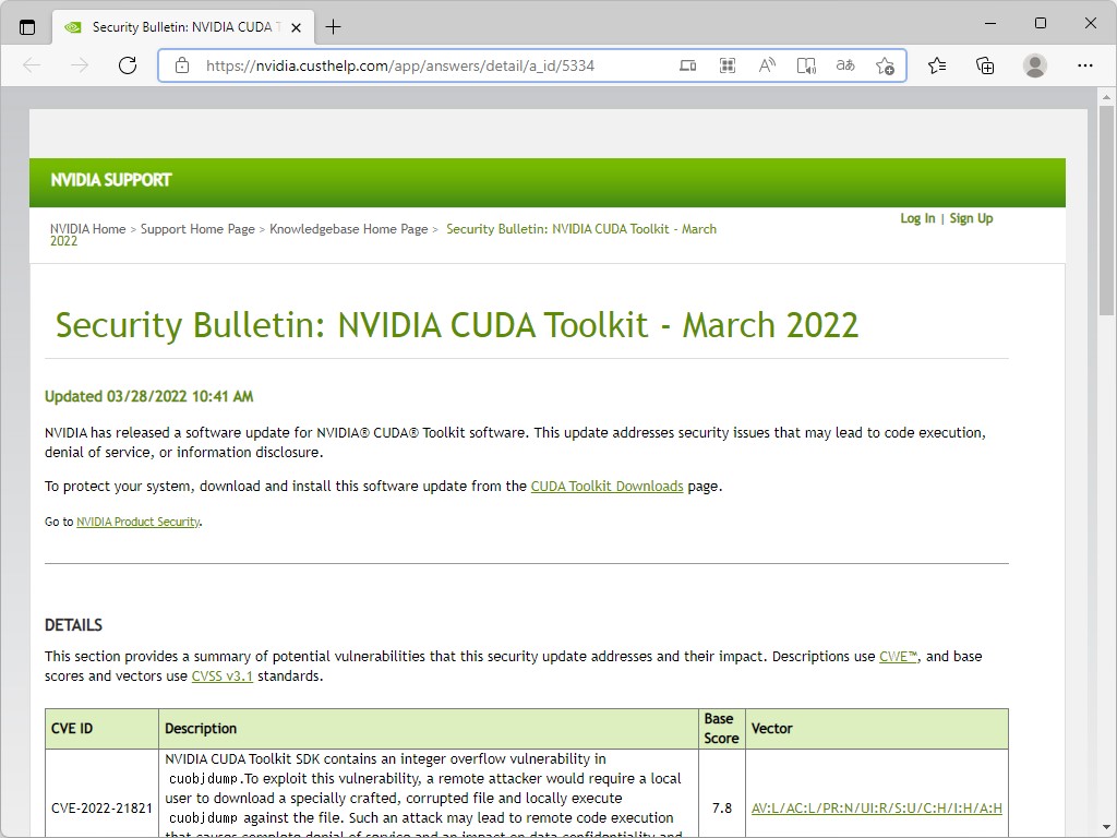 同社が公開したセキュリティ情報