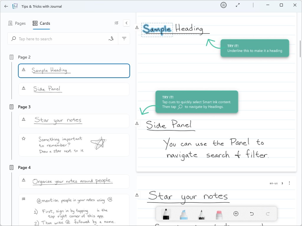 マーキング個所は「カード」として自動で整理される。キーワード検索も可能で、埋もれた情報を見つけ出すのは簡単だ