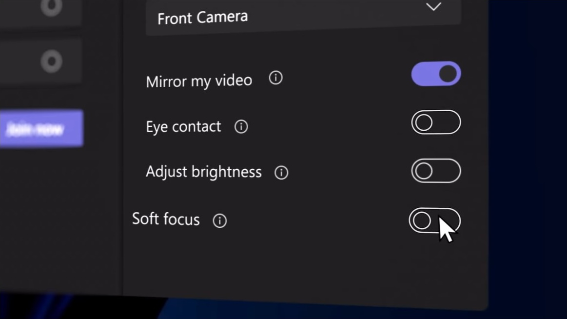 インテリジェントな背景ぼかし、ノイズ低減の強化、自然なアイコンタクトなどをサポート