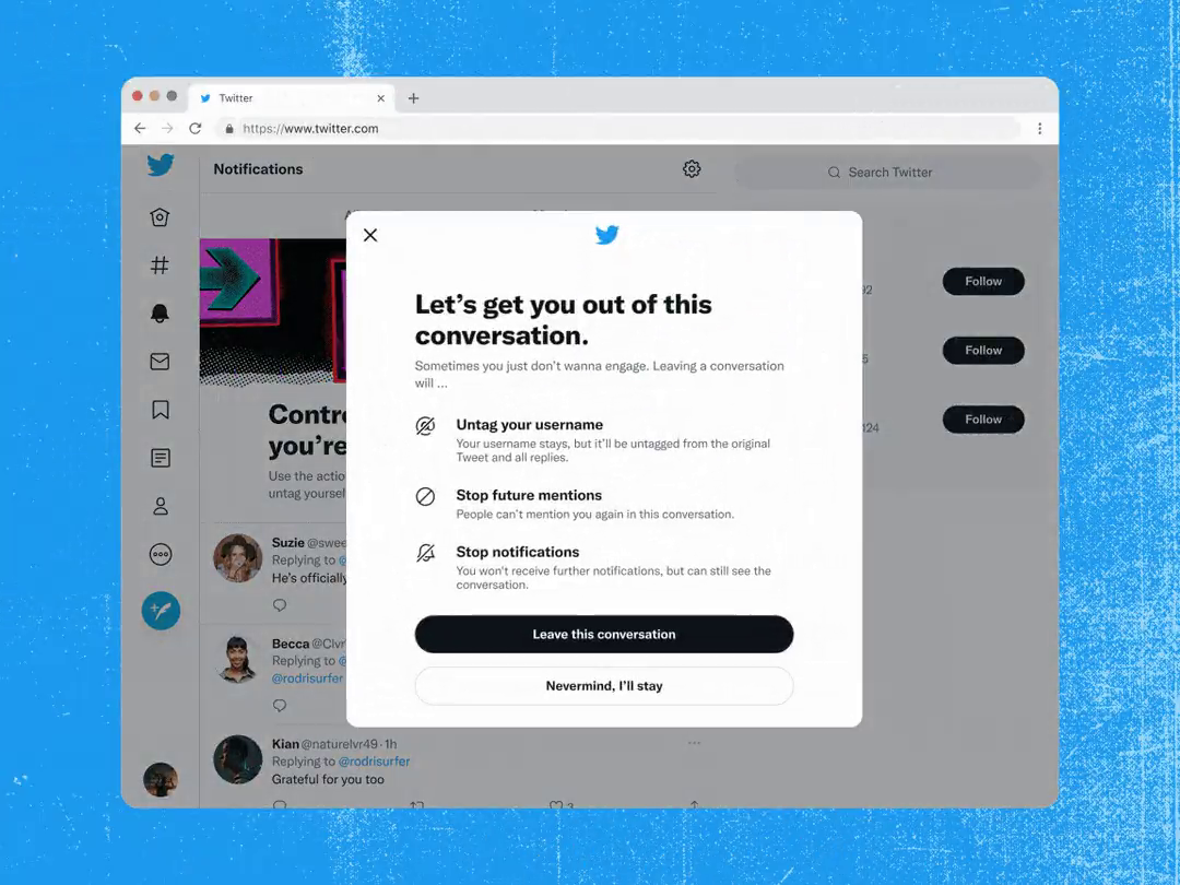 Twitter、「Unmentioning」機能のテストを開始