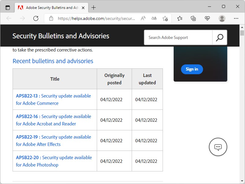 同社のセキュリティ情報ページ