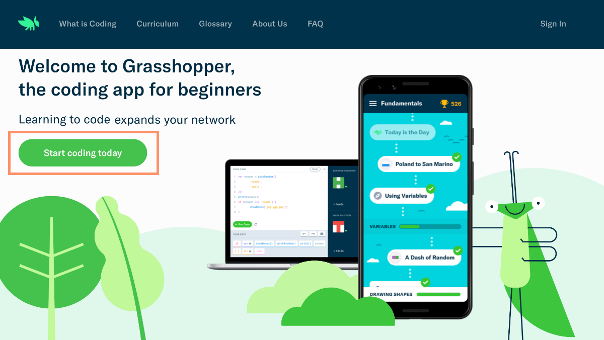 ［Start coding today］をクリックするとGoogleアカウントでのログインを求められる