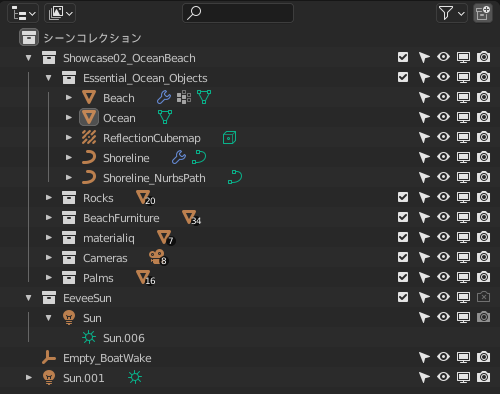 ［アウトライナー］内の表示