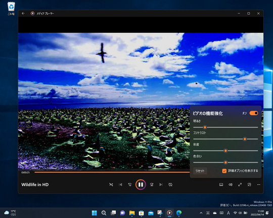詳細オプションを有効化すると彩度や色合いも調節できる