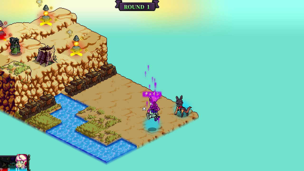 ピオニーが待機でチェインスキル発動。次の攻撃が複数の敵に連鎖する