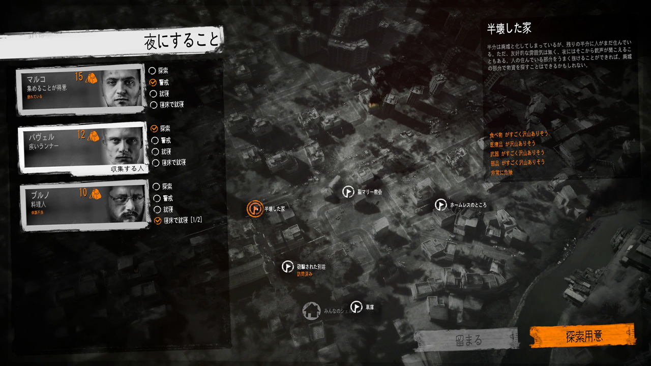 夜は寝て体を休めたいが、見張りがいないと物資を奪われることもある