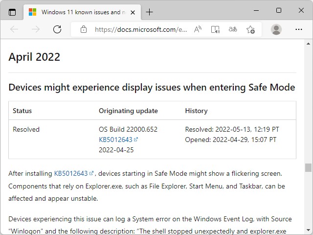 Microsoftのドキュメントサイトにおけるアナウンス
