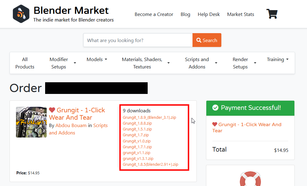 購入後のダウンロードページ