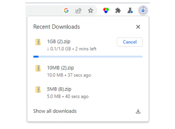 「Microsoft Edge」によく似た「ダウンロードバブル」（downloads bubble）