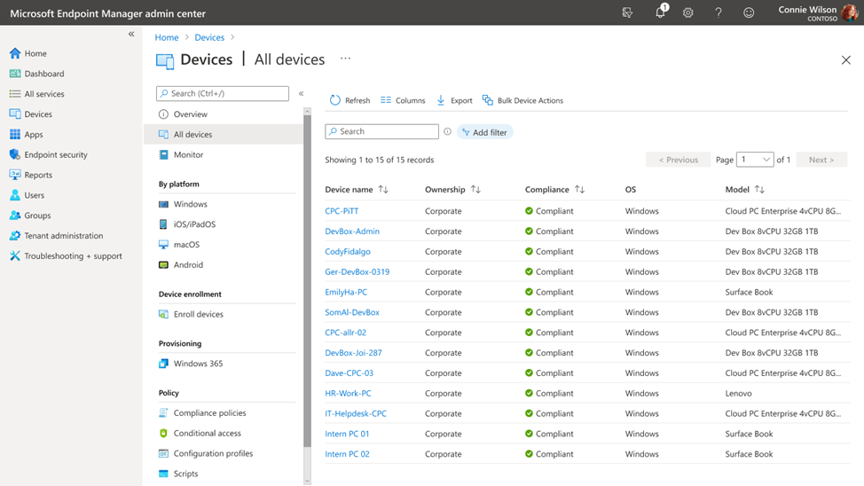 「Microsoft エンドポイント マネージャー」でクラウドPCとともに管理可能