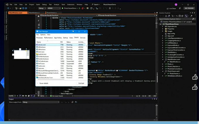 ARM64環境でネイティブ動作する「Visual Studio」のデモ