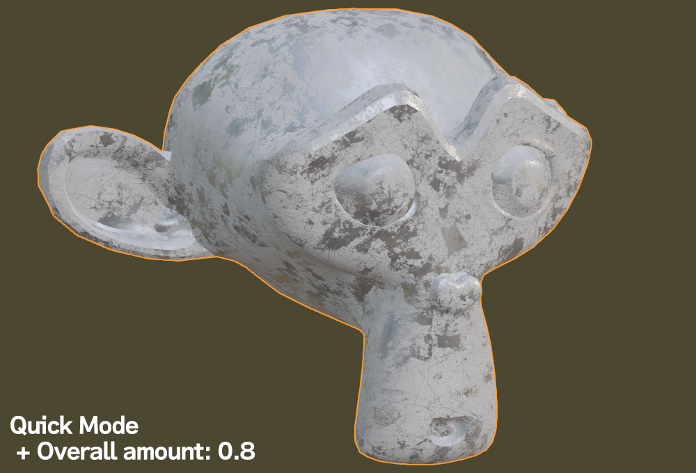 「Quick mode」で［Overall amount］を「0.8」にした例