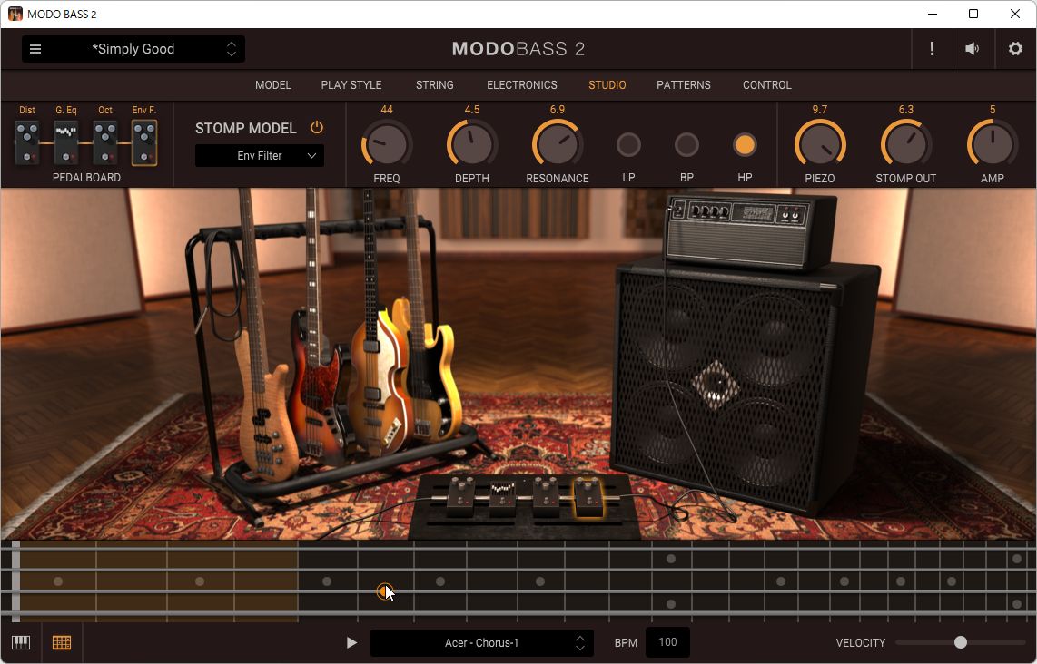 エフェクターやアンプをカスタマイズする［STUDIO］画面