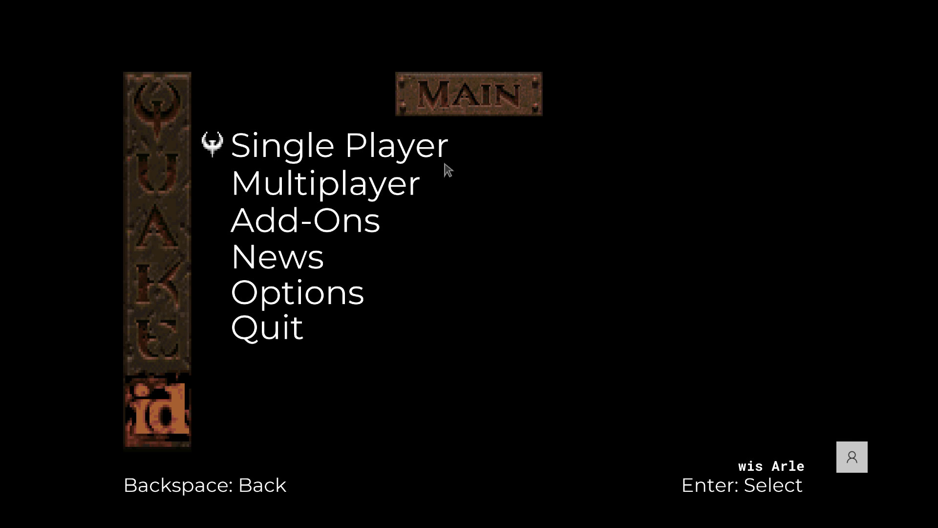 「Quake」のタイトル画面