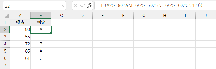 IF関数に修正後の状態