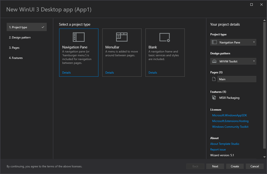 「Template Studio for WinUI (C#)」