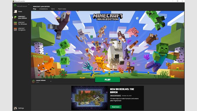 「Minecraft: Java & Bedrock Edition for PC」のランチャー画面