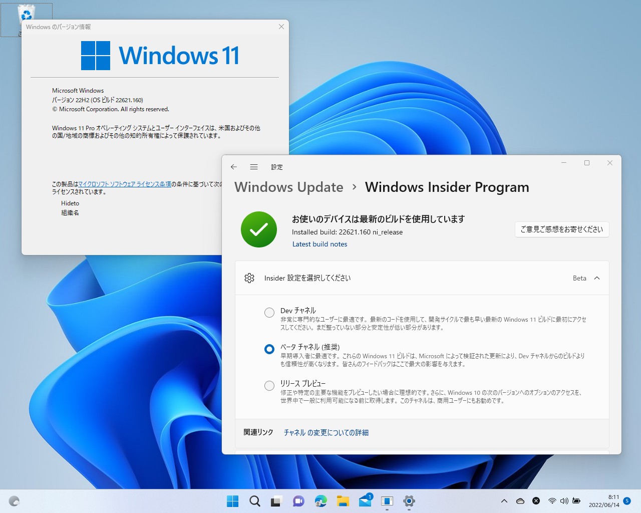 「Windows 11 Insider Preview」Build 22621.160がBetaチャネルで提供開始
