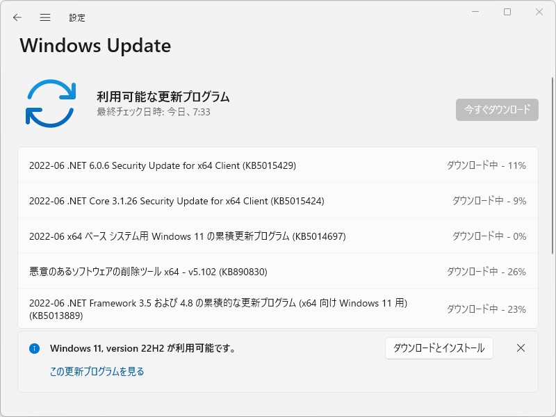 2022年6月のセキュリティ更新プログラム