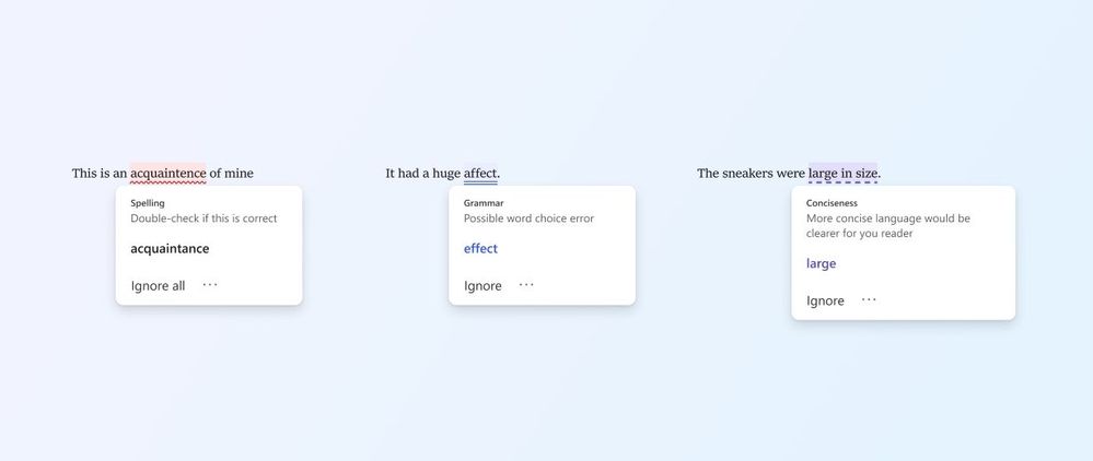AIがスペルや文法のミスを指摘したり、よりよい表現を提案してくれる