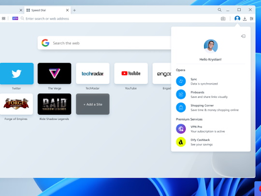 「VPN Pro」の導入に合わせ「Opera アカウント」の強化