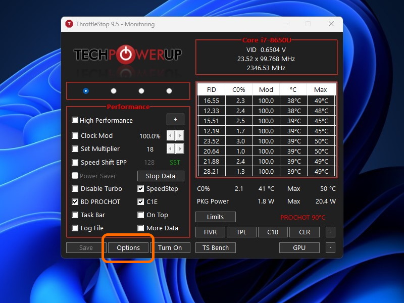「ThrottleStop」の最新版v9.5