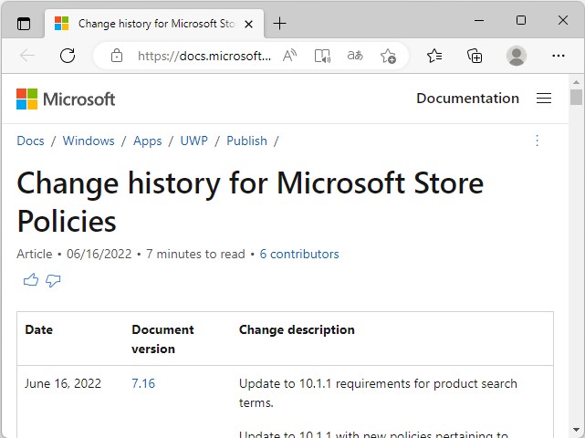 「Microsoft Store」に新しいポリシーが追加され、7月16日から適用される