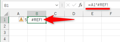 B列を削除すると「#REF!」エラーになる