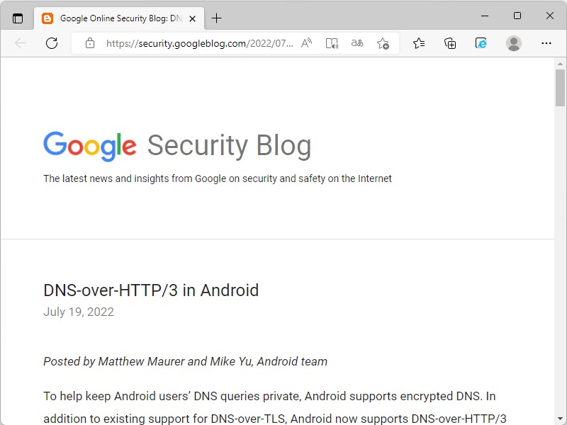 公式ブログ「Google Online Security Blog」