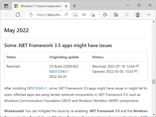 Microsoftのドキュメントサイトにおけるアナウンス
