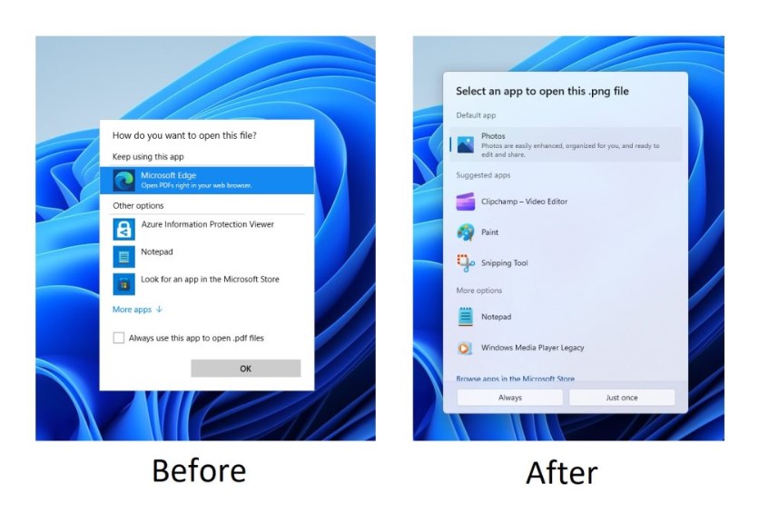 ［次の方法で開く］ダイアログボックスの新しいデザインが展開