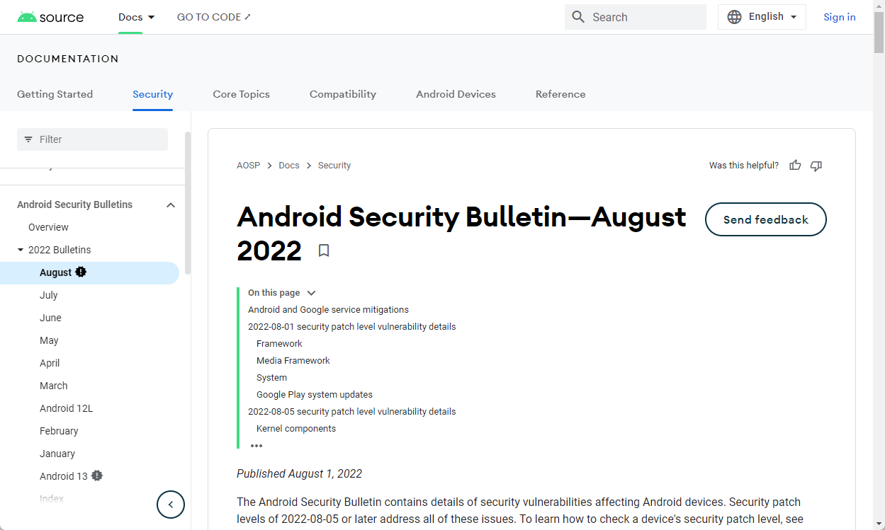 Androidにセキュリティアップデート