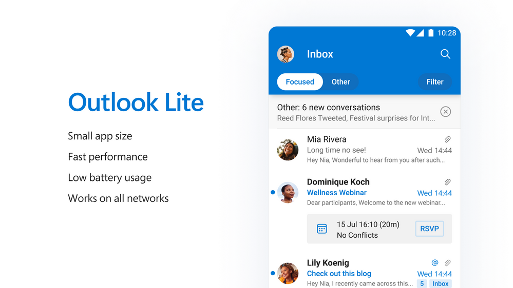 Microsoft、「Microsoft Outlook Lite」アプリをAndroid向けにリリース