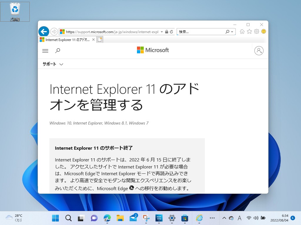 見事「IE 11」が開きました！