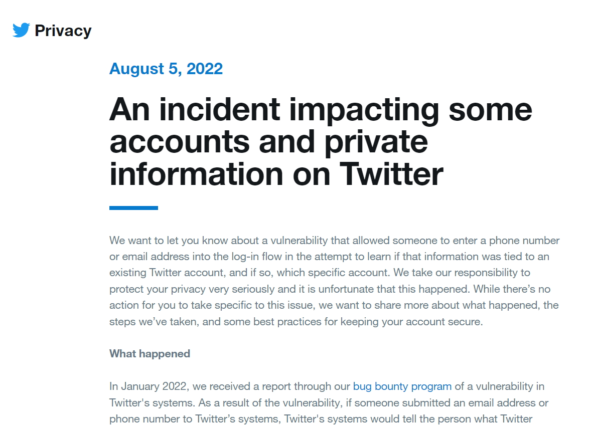 Twitter Privacy Centerのページ