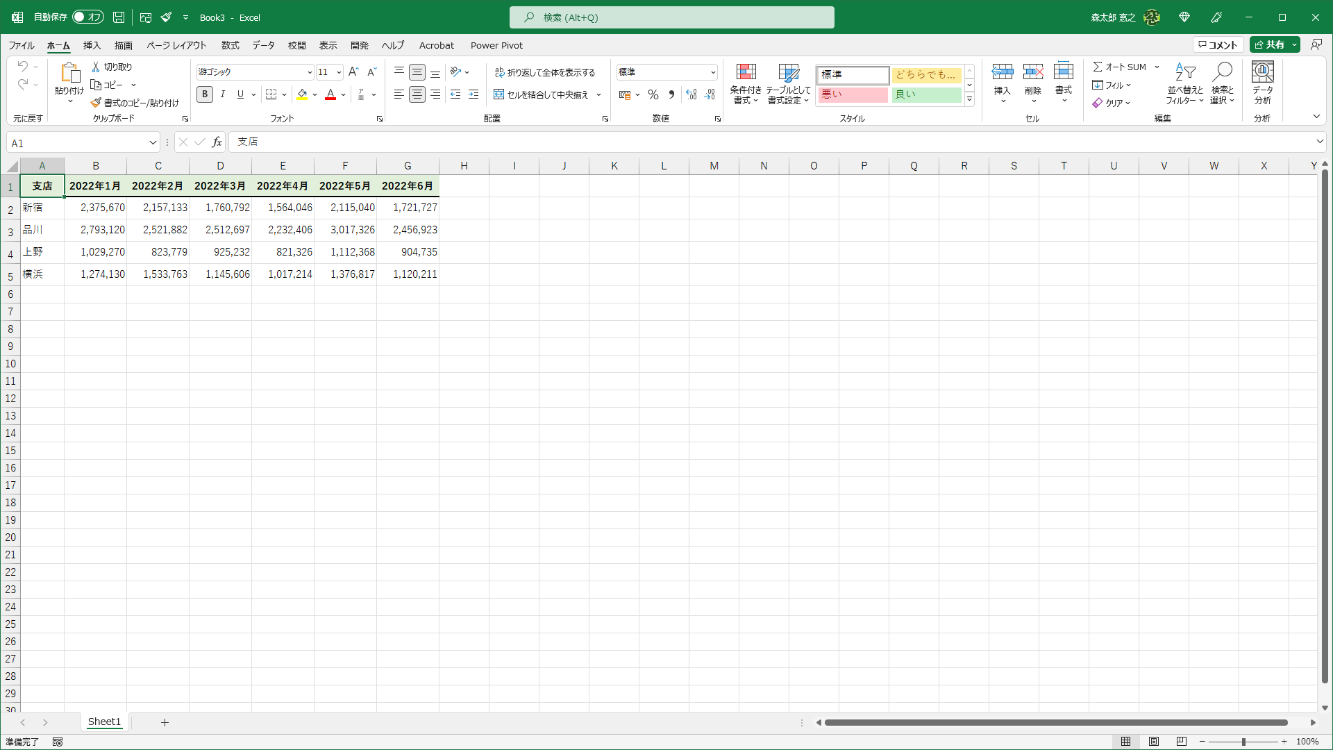 ワークシートがコピーされて新しいブックが開きました。ファイル名（⑲）を確認すると新しいファイルが作成されていることがわかります。