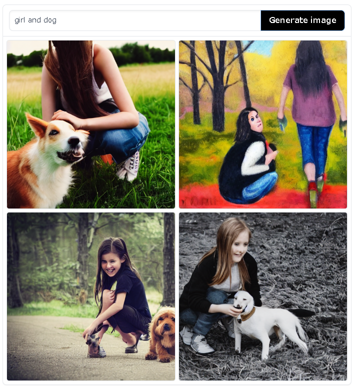 同じテキストで画像生成しても、リアルな写真風のものや絵画調のものなどテイストの違うものも出てくる