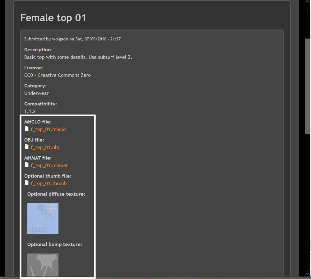 冒頭の水着のアセットのページ