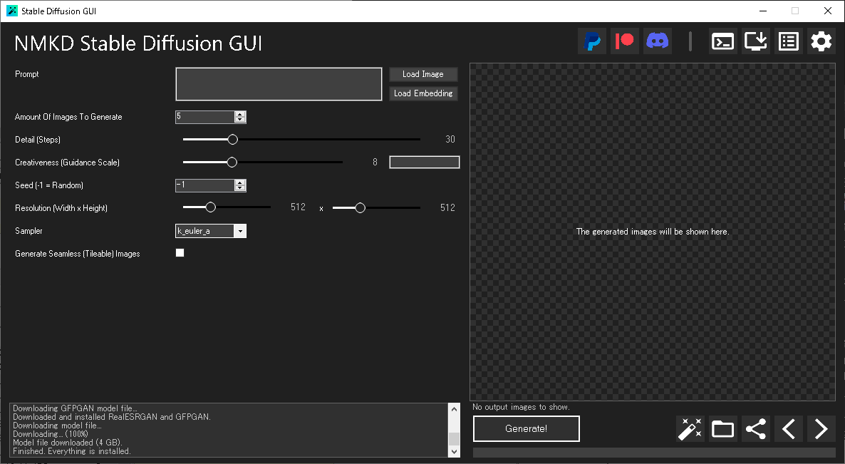 「NMKD Stable Diffusion GUI」v1.3.0