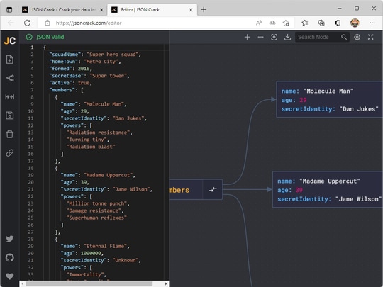 JSONデータをキレイに可視化してくれるオンラインツール「JSON Crack」は手軽でお勧め - やじうまの杜 - 窓の杜