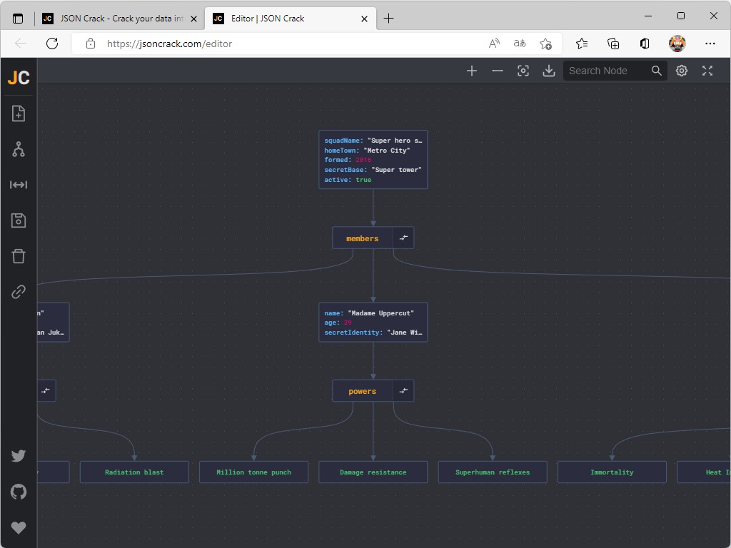 グラフの向きを変えた様子
