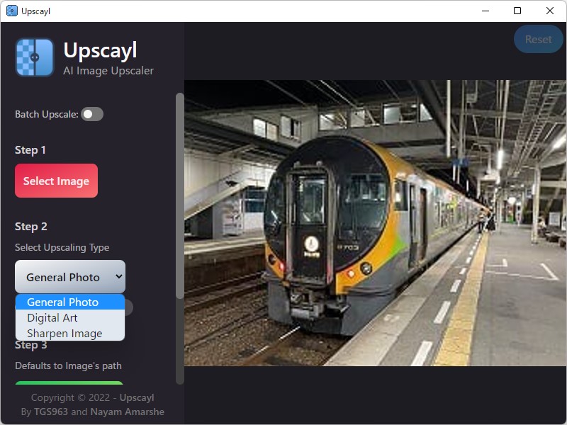 画像ファイルを選択し、処理の種類を選び、出力フォルダーを指定して実行