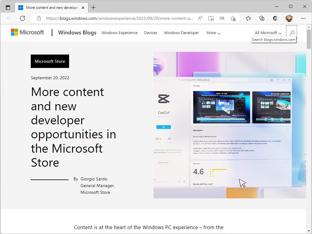 公式ブログ「Windows Experience Blog」